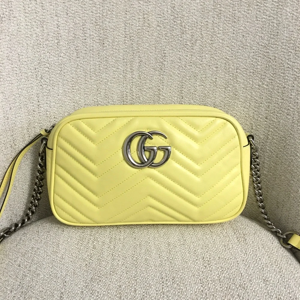 Authentic Gucci Marmont crossbody bag yellow leather - Picture 4 of 13